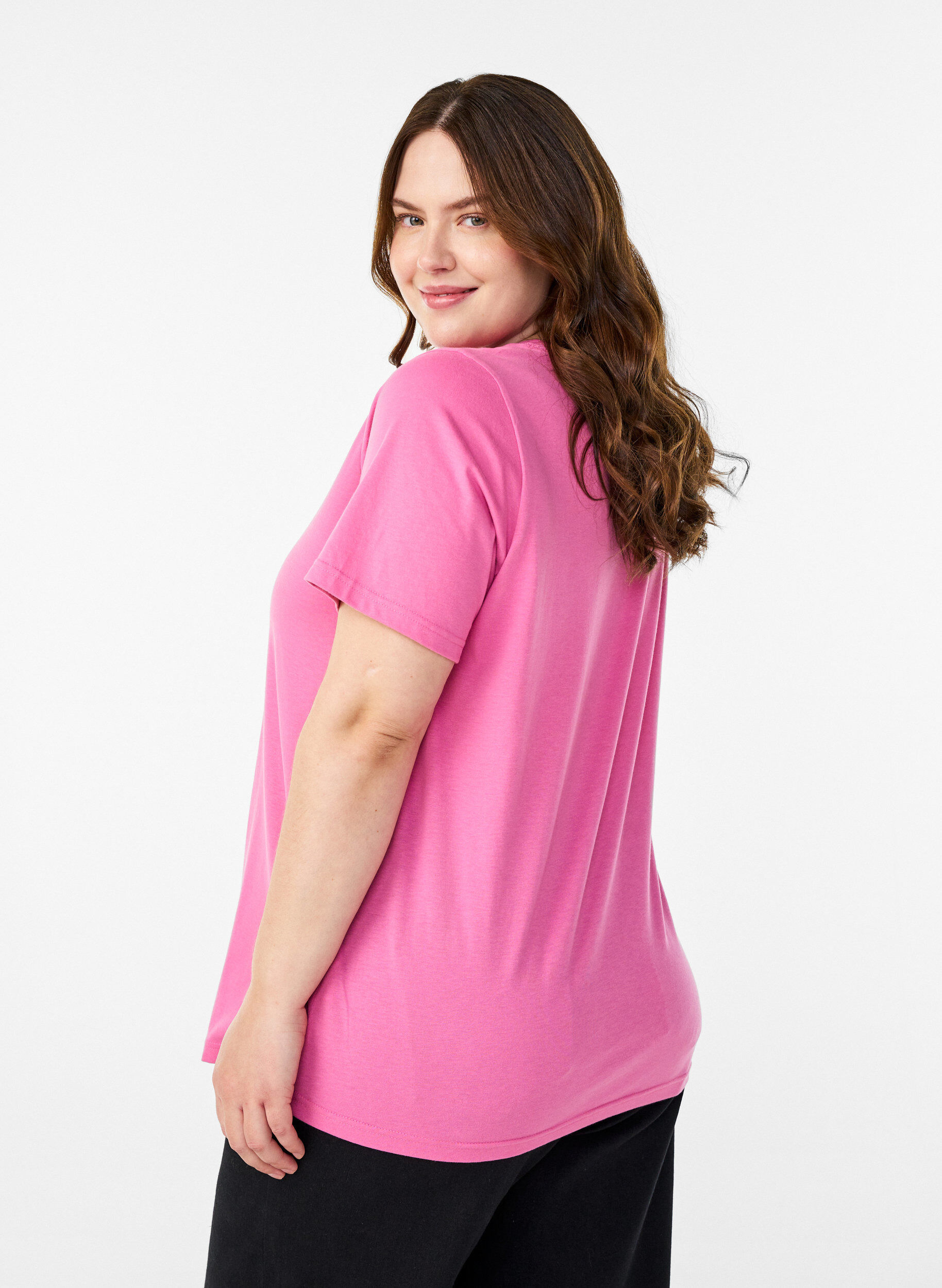 Zizzi FLASH - T-shirt med tryck, Rosa, Model image number 2