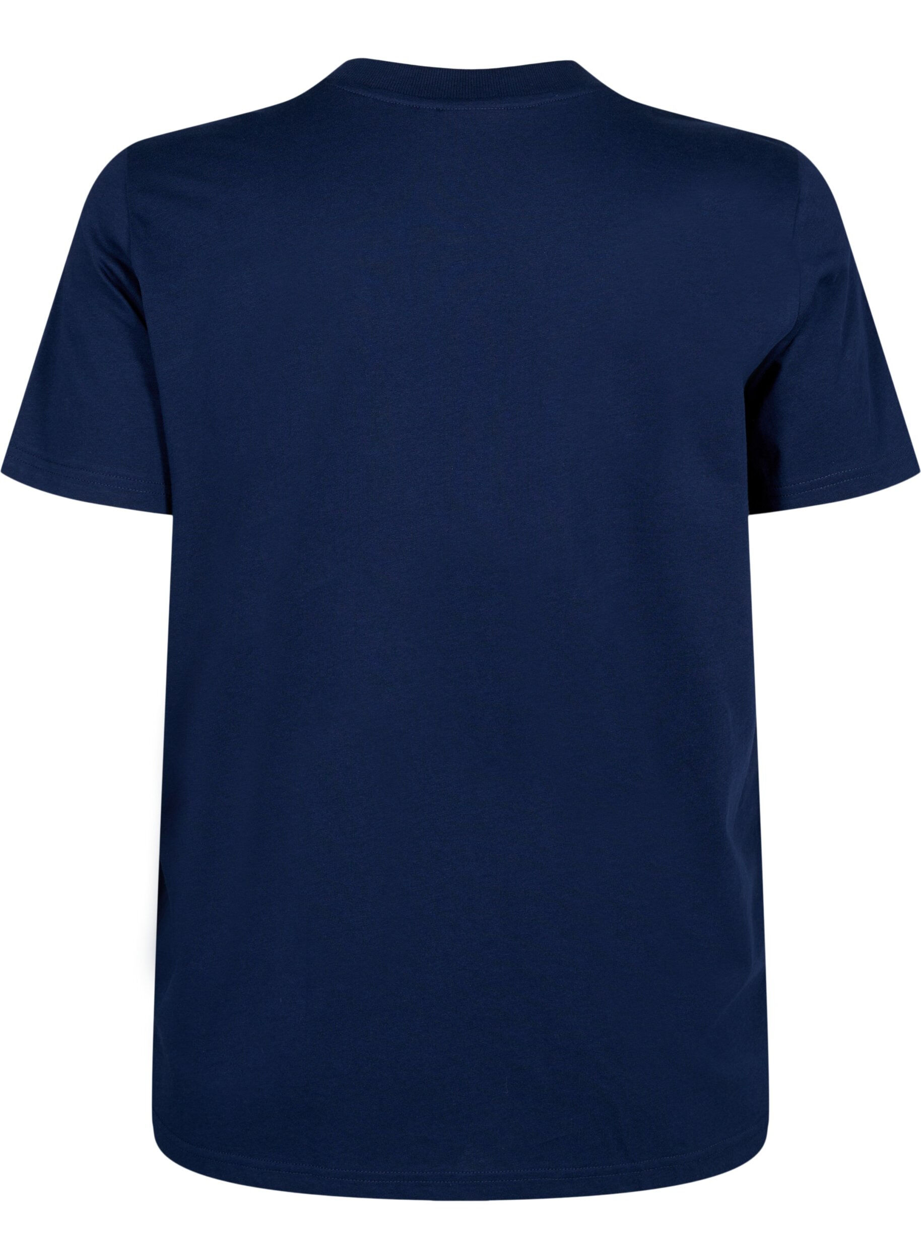 ZizziEnkel t-shirt i bomull med rund halsringning, Bl&aring;, Packshot image number 1