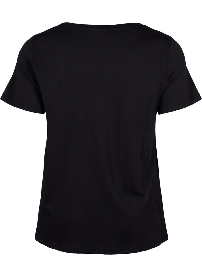 T-shirt i bomull med tryck framtill, Black W. Chest print, Packshot image number 1
