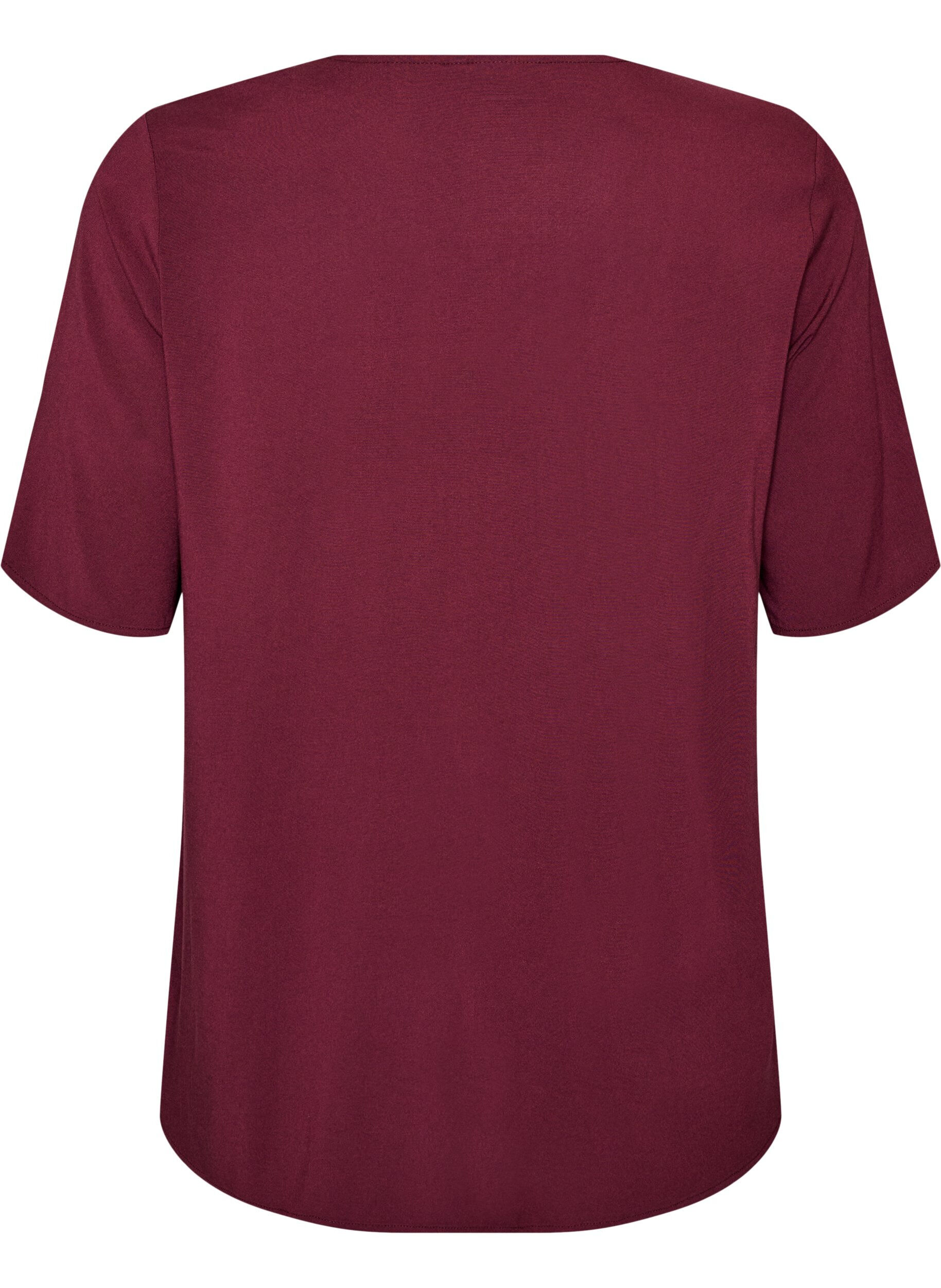 ZizziKort&auml;rmad v&auml;vd blus med rund hals, R&ouml;d, Packshot image number 1