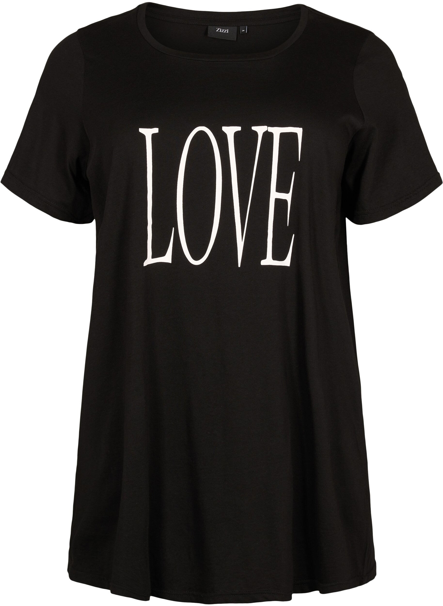 Zizzi Oversized t-shirt med tryck , Black W. Love, Packshot image number 0