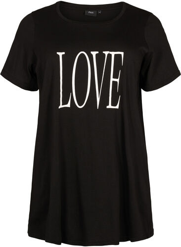 Oversized t-shirt med tryck , Black W. Love, Packshot image number 0