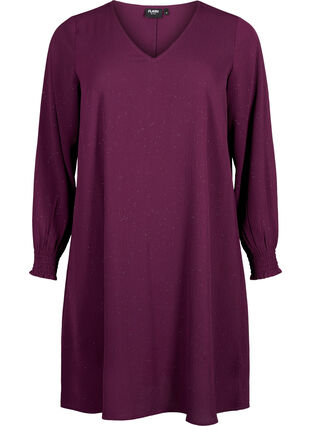 FLASH – Långärmad klänning med glitter, Purple w. Silver, Packshot image number 0