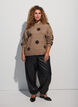 Stickad blus med prickigt m&ouml;nster, Brun, Model image number 1