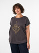 T-shirt med dekorativt tryck framtill, Gr&aring;, Model image number 0