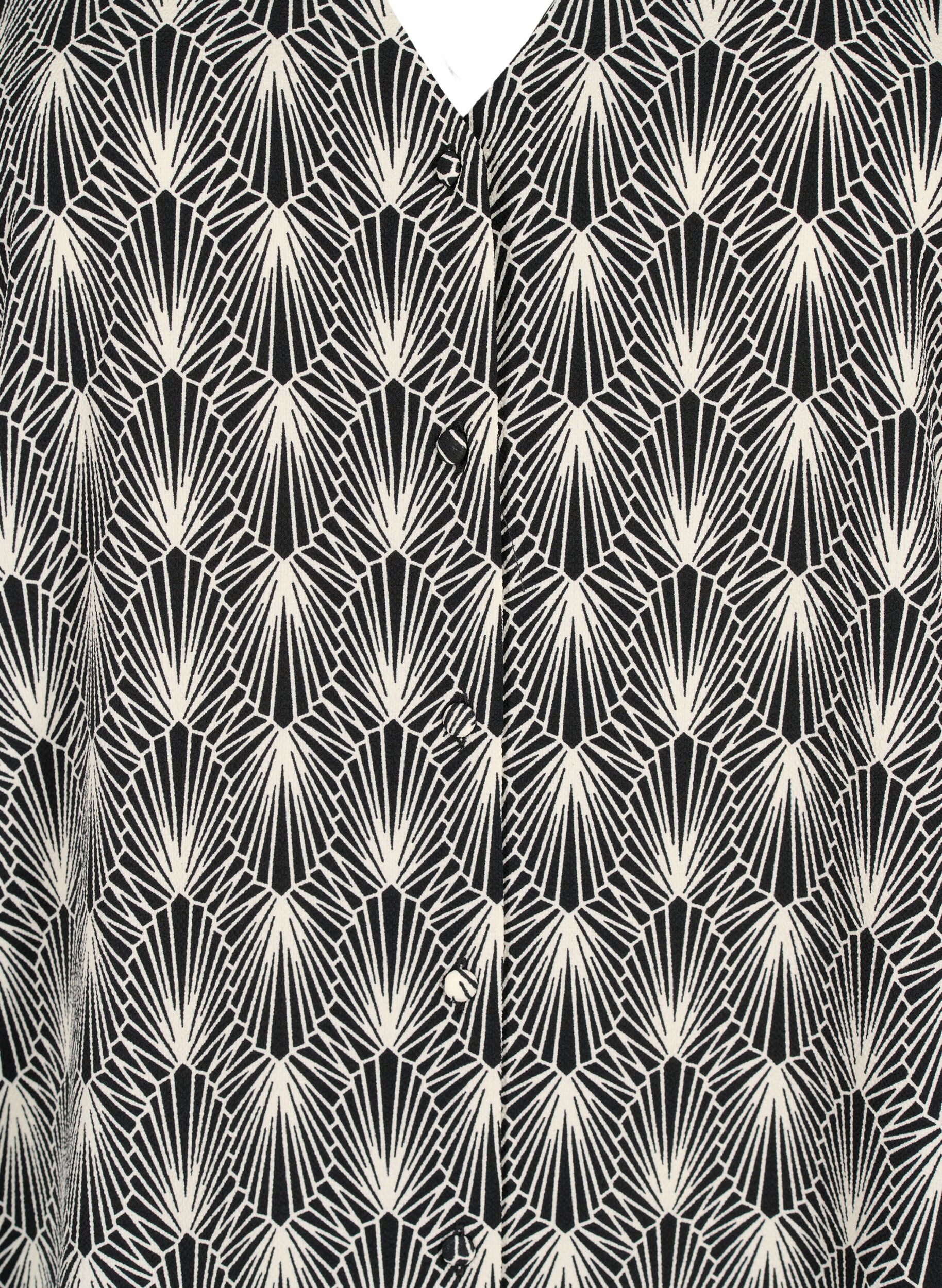 Zizzi Skjortblus med V-ringning och tryck, Birch Graphic AOP, Packshot image number 2