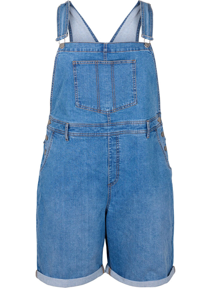 Denim overaller shorts, Bl&aring;, Packshot image number 0