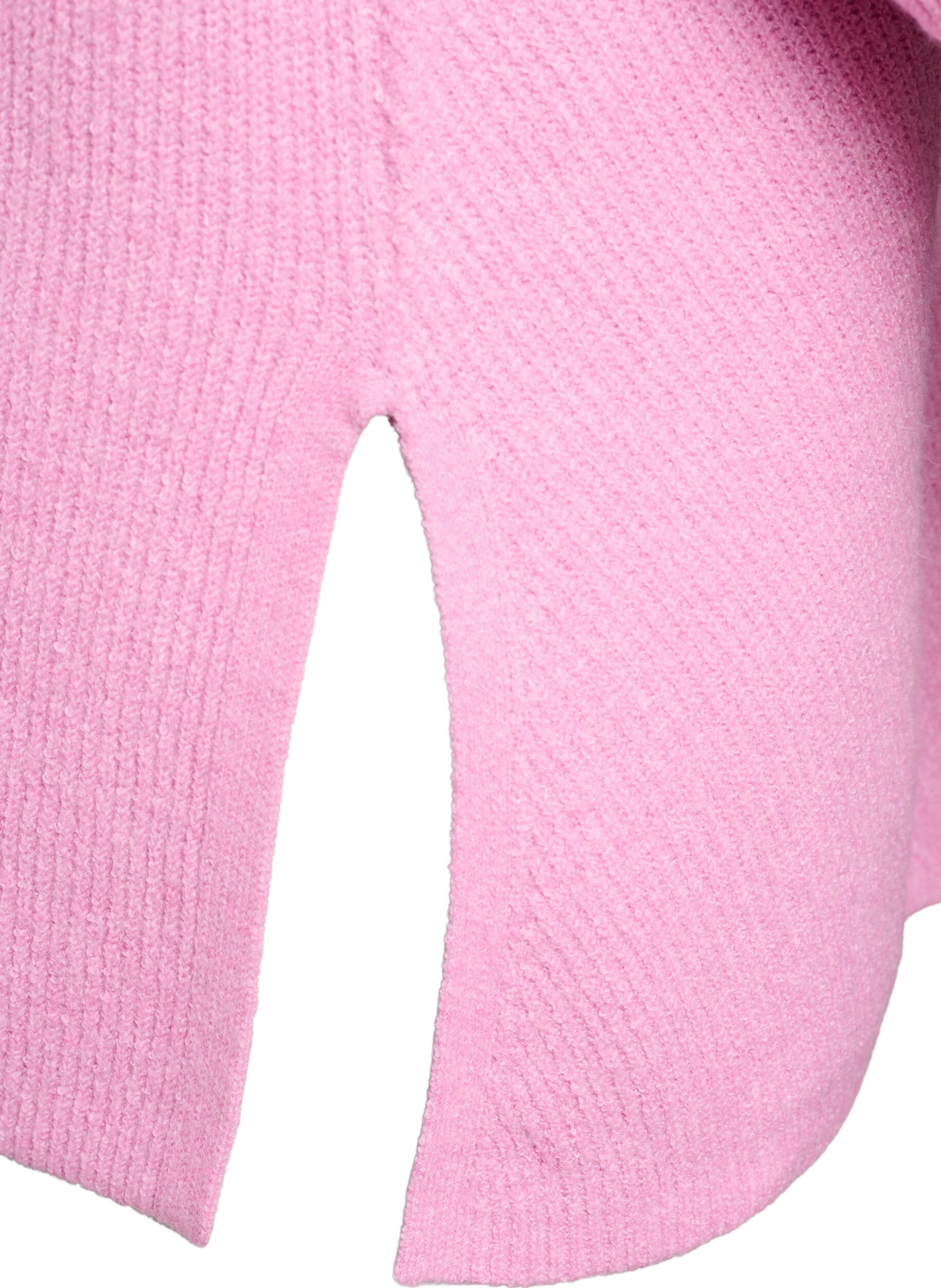 ZizziStickad tr&ouml;ja med diagonalt m&ouml;nster och raglan&auml;rmar, Rosa, Packshot image number 3