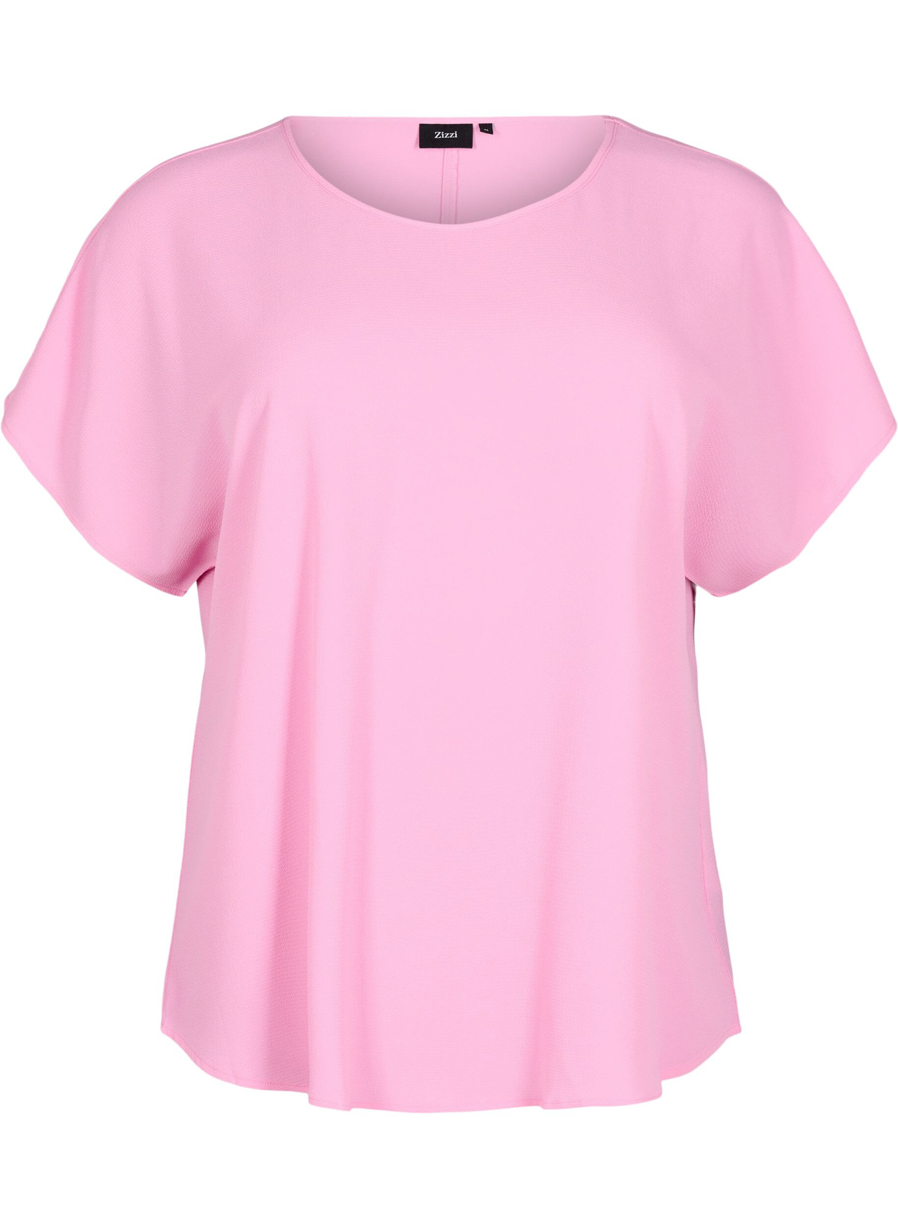 ZizziBlus med korta &auml;rmar och rund halsringning, Rosa, Packshot image number 0