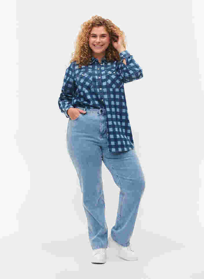 Bomullsskjorta i paisleymönster, Blue Check, Model image number 2