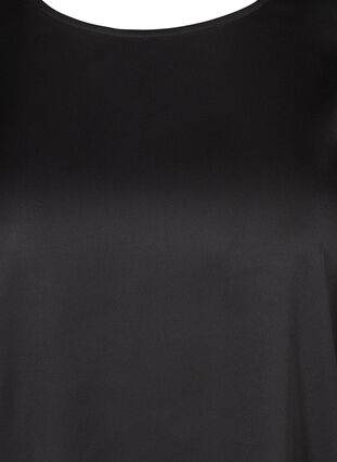 Glansig blus med korta puffärmar, Black, Packshot image number 2