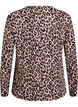 L&aring;ng&auml;rmad blus med leopardm&ouml;nster, Brun, Packshot image number 1