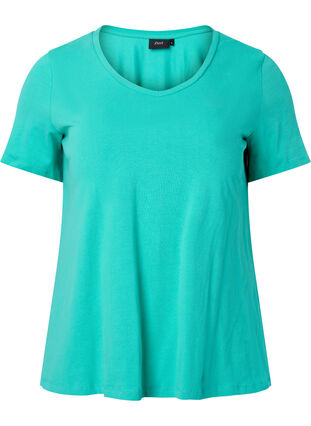 Enfärgad t-shirt i bomull, Aqua Green, Packshot image number 0