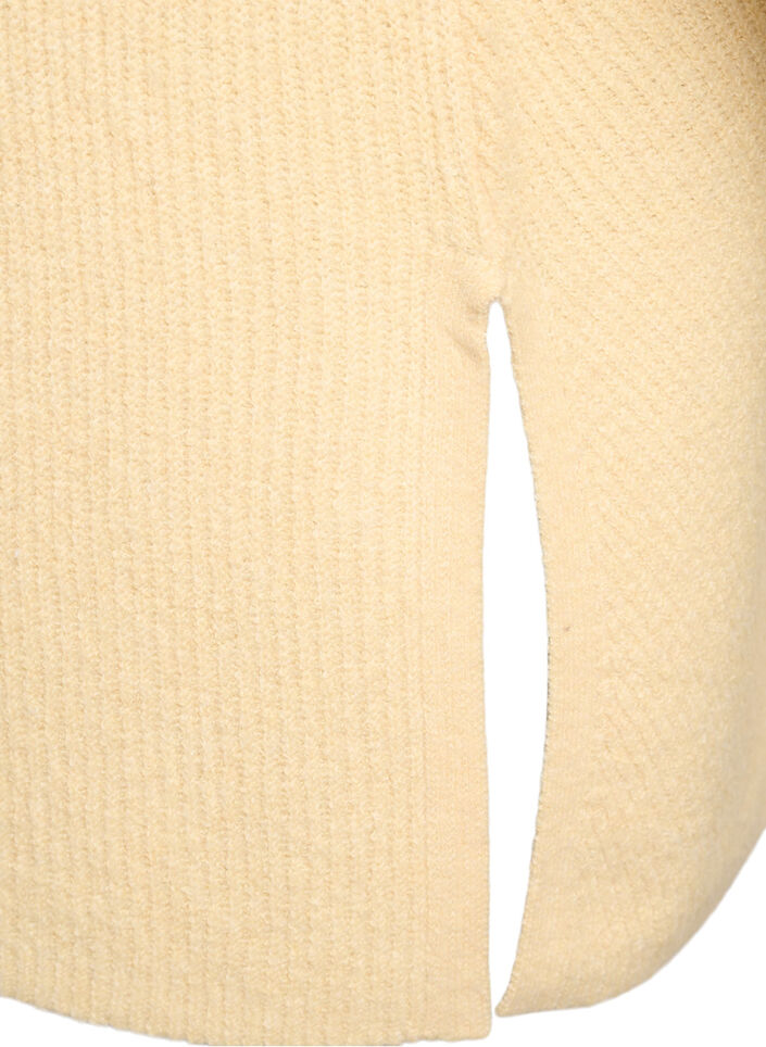 Stickad tröja med diagonalt mönster och raglanärm, Gul, Packshot image number 3