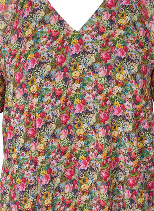 Kortärmad tunika med blommigt mönster, Pink Flower AOP, Packshot image number 2