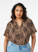 V-ringad blus med korta &auml;rmar, Brun, Model image number 0