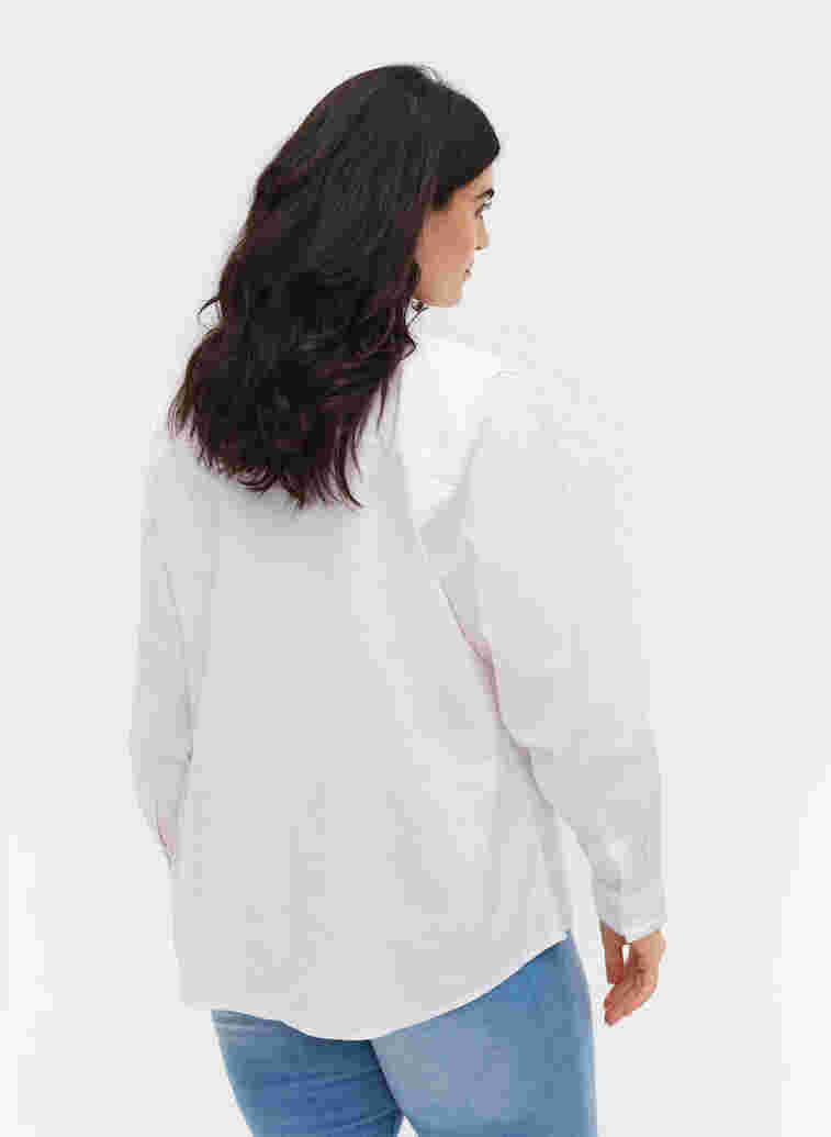 Långärmad skjorta i bomull, Bright White, Model image number 1
