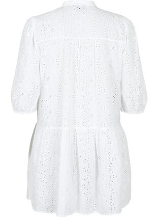 Skjortklänning i bomull med anglaise-broderier, Bright White, Packshot image number 1