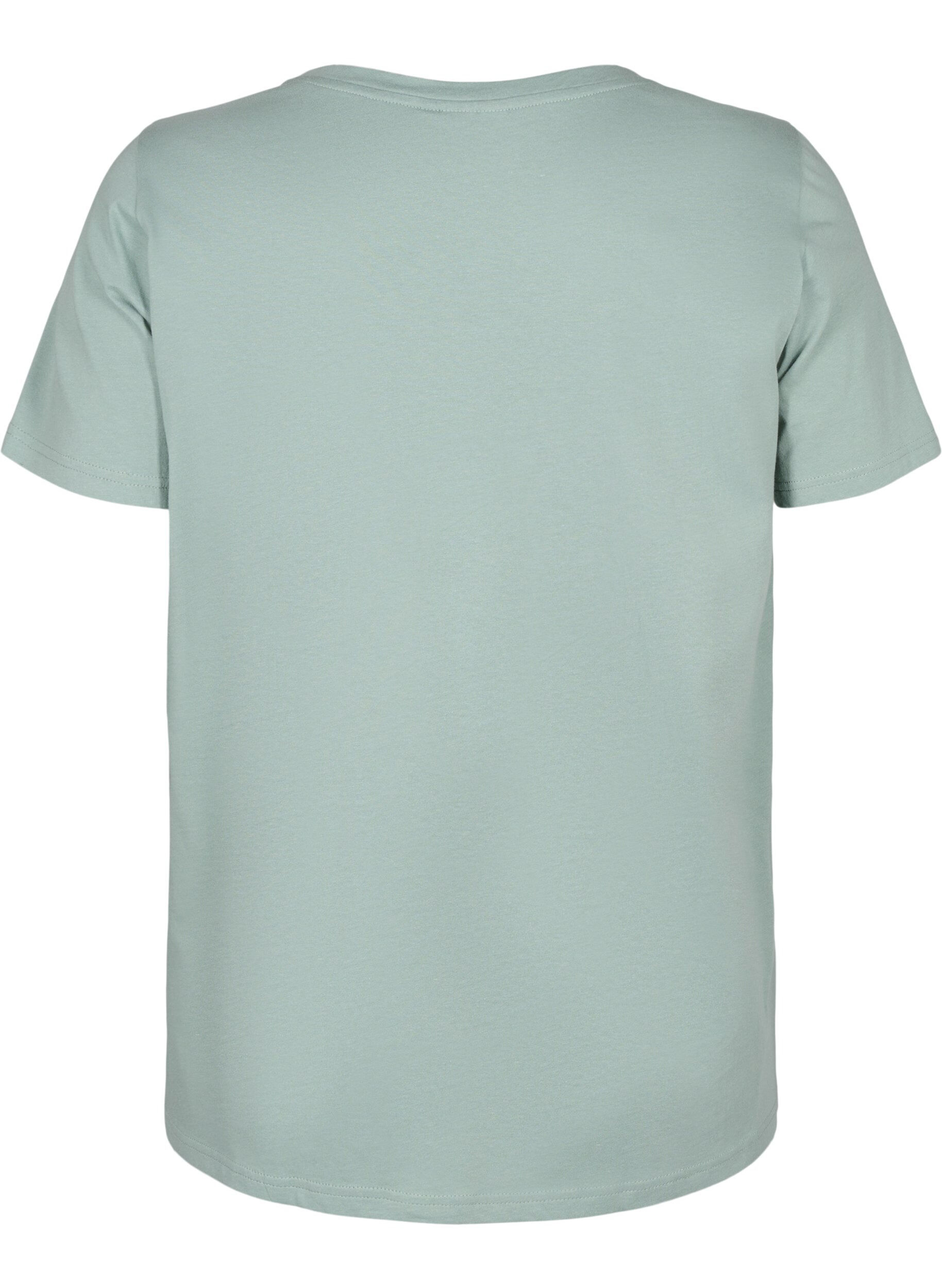 Zizzi T-shirt i bomull med motiv, Ch. Green w. Face, Packshot image number 1