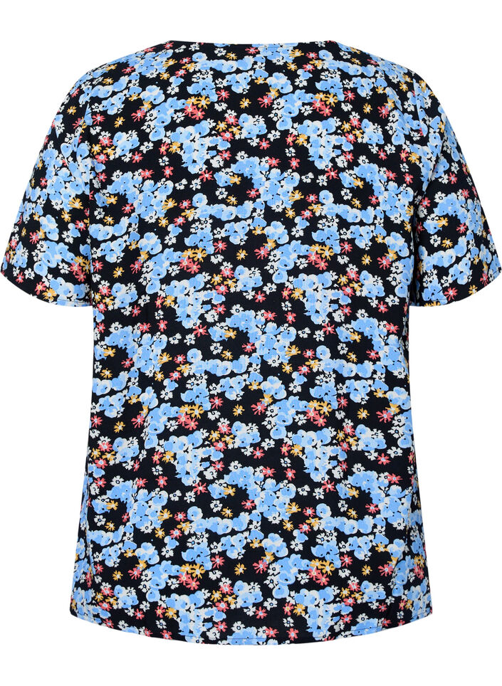 Mönstrad pyjamaströja i viskos, Svart, Packshot image number 1