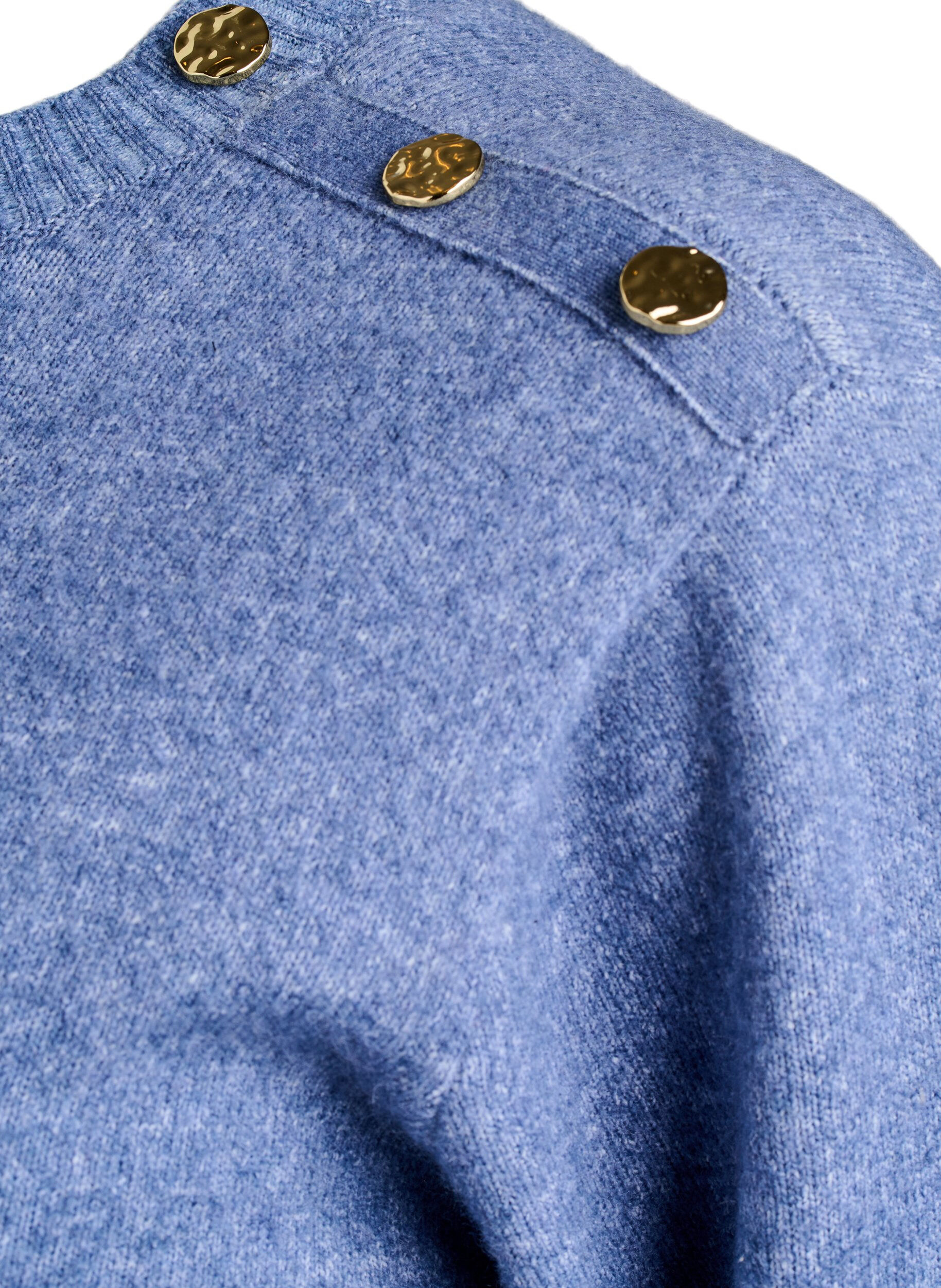 ZizziStickad blus med knappdetalj, Bl&aring;, Packshot image number 3