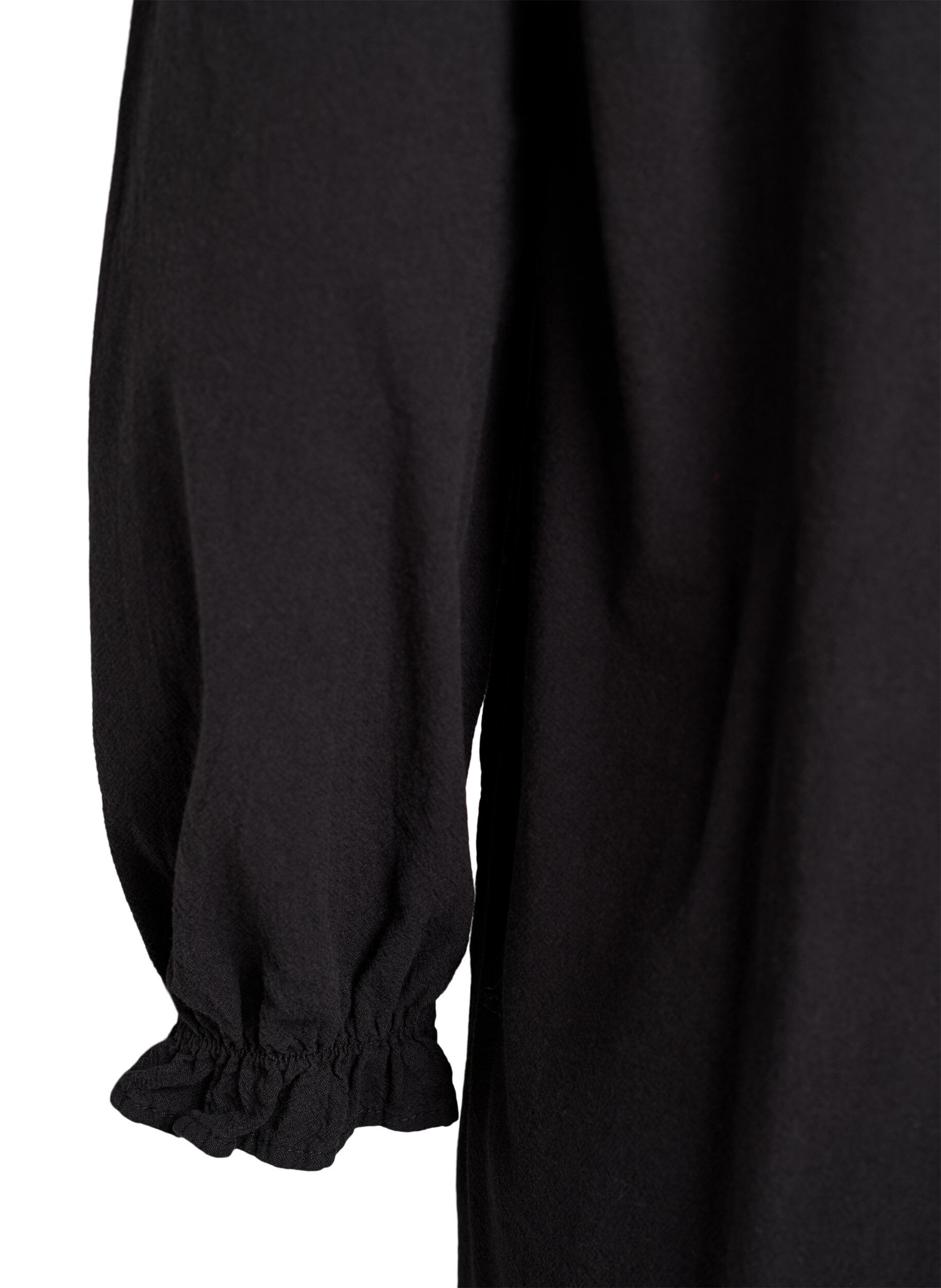 Zizzi Kort kl&auml;nning i bomull med v-ringning, Svart, Packshot image number 3