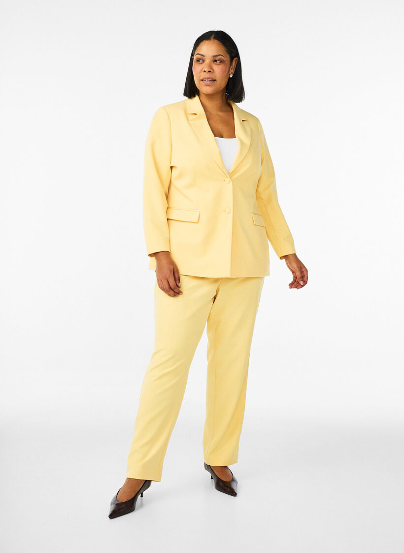 Klassisk blazer med kn&auml;ppning, Gul, Model image number 1