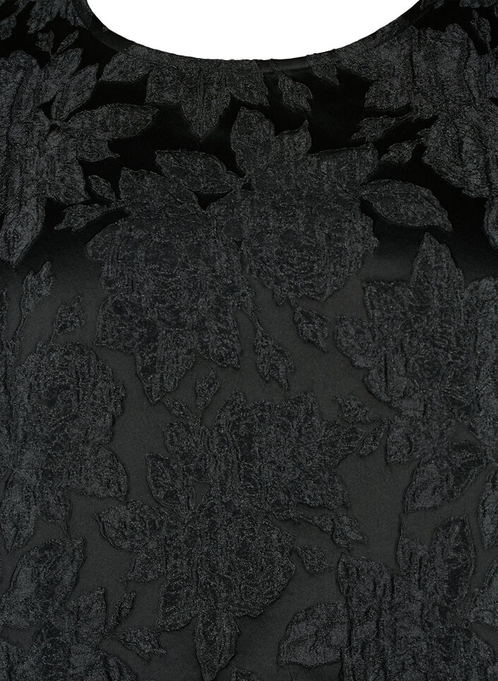 Blus i jacquard med 3/4 ärmar, Black, Packshot image number 2