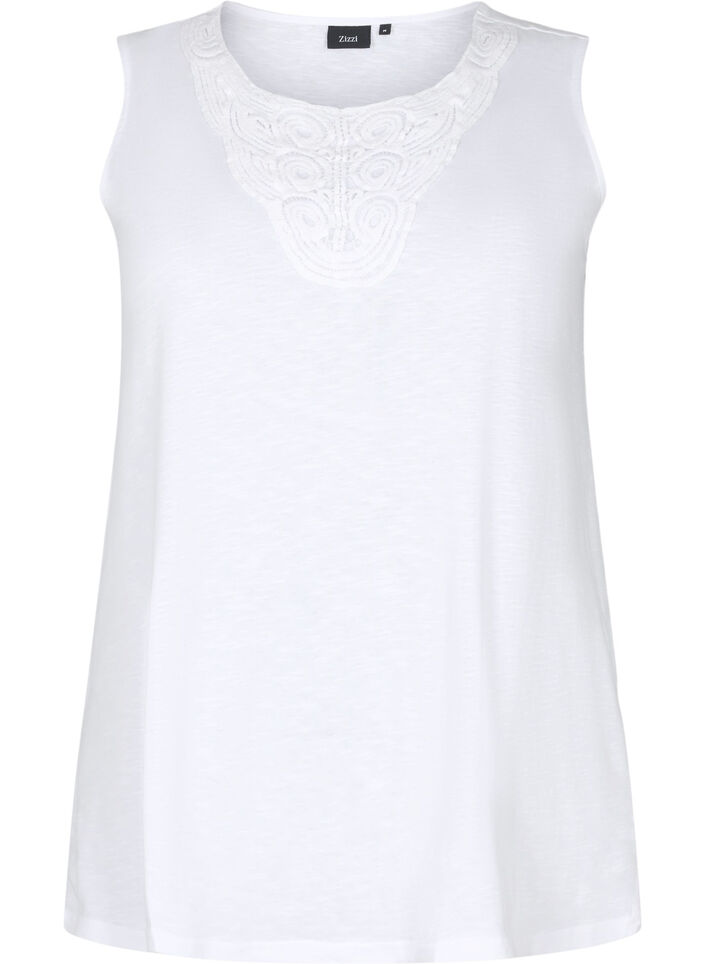 Ärmlös topp i bomull, Bright White, Packshot image number 0