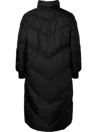 Lång vinter-pufferjacka, Black, Packshot image number 1