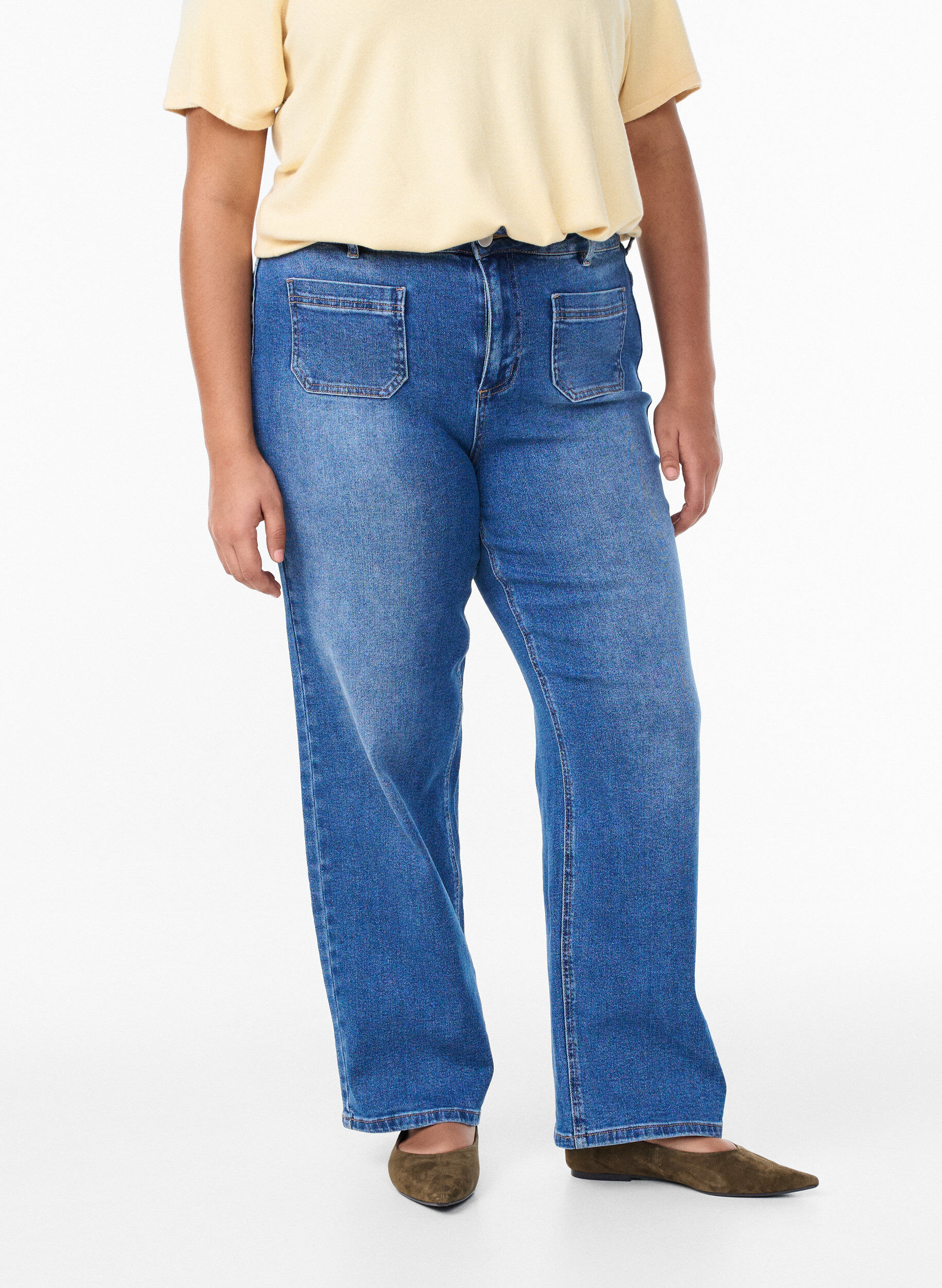 ZizziJeans med framfickor och raka ben, Bl&aring;, Model image number 2
