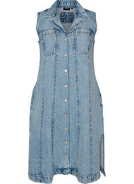 &Auml;rml&ouml;s jeanskl&auml;nning med knappkn&auml;ppning och slitsar, Bl&aring;