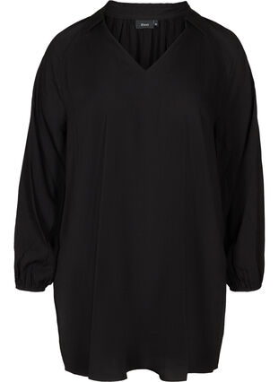 Långärmad tunika med v-ringning, Black, Packshot image number 0