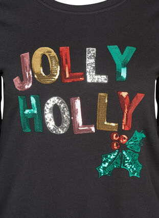 Julsweatshirt med paljetter, Black, Packshot image number 2