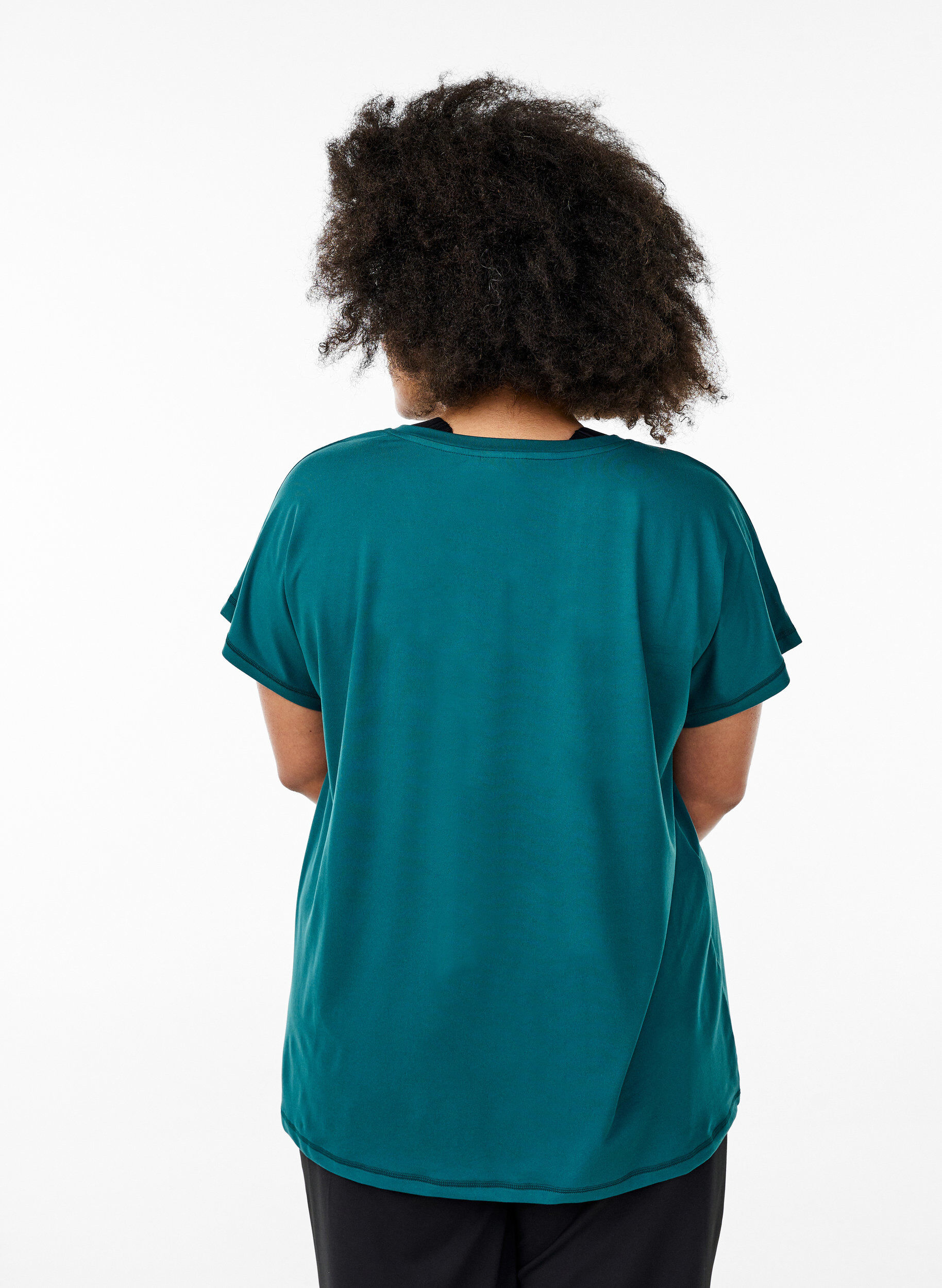 ZizziTr&auml;nings t-shirt med v-ringning och l&ouml;s passform, Gr&ouml;n, Model image number 2