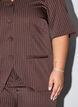 Kritstrecksrandig blus med strass och knappar, Brun, Model image number 3
