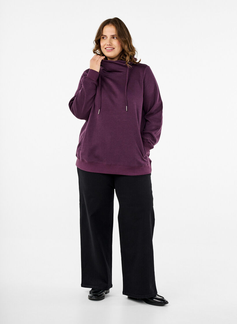 FLASH - Sweatshirt med hög krage, Plum Perfect, Model image number 2