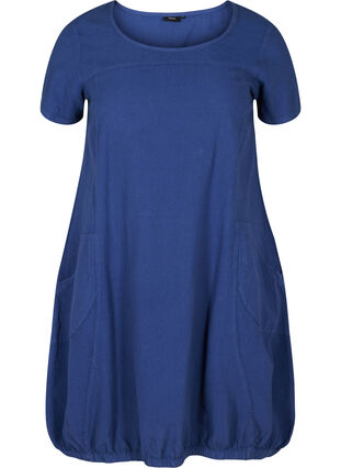 Kortärmad klänning i bomull, Twilight Blue, Packshot image number 0