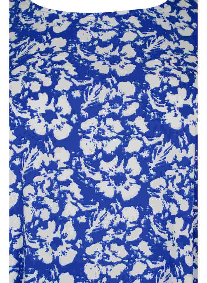 Mönstrad klänning med 3/4-ärmar, Blue White Flower, Packshot image number 2