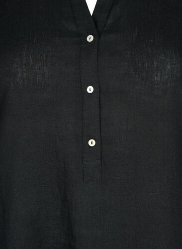 Klänning i linne med korta ärmar, Black, Packshot image number 2