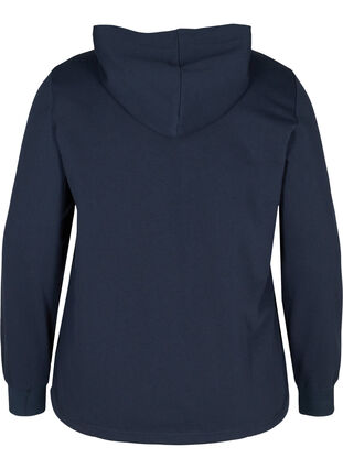 Sweatshirt med huva och dragsko i nederkant, Navy Blazer, Packshot image number 1