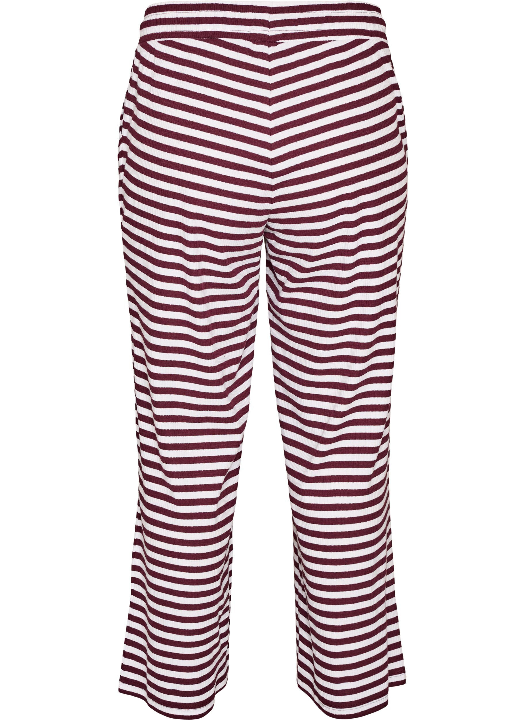 ZizziRandiga pyjamasbyxor med h&ouml;g midja och vida ben, R&ouml;d, Packshot image number 1