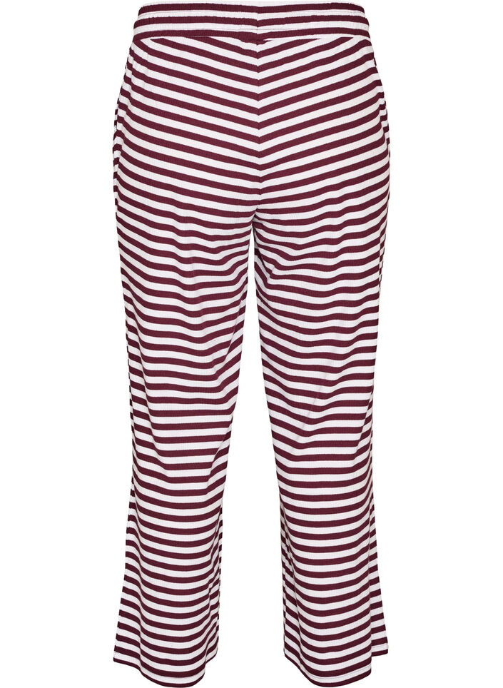 Randiga pyjamasbyxor med h&ouml;g midja och vida ben, R&ouml;d, Packshot image number 1