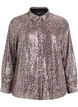 Paljettskjorta med långa ärmar, Brun, Packshot image number 0