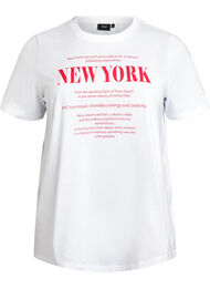 T-shirt i bomull med texttryck och rund halsringning, Vit