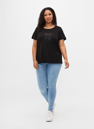 T-shirt i bomull med tryck, Black WAYS, Model image number 2