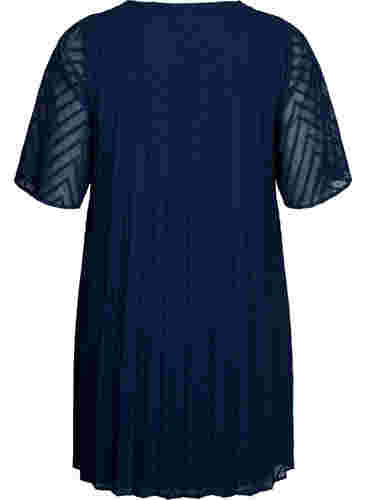 Kortärmad klänning med struktur, Navy Blazer, Packshot image number 1