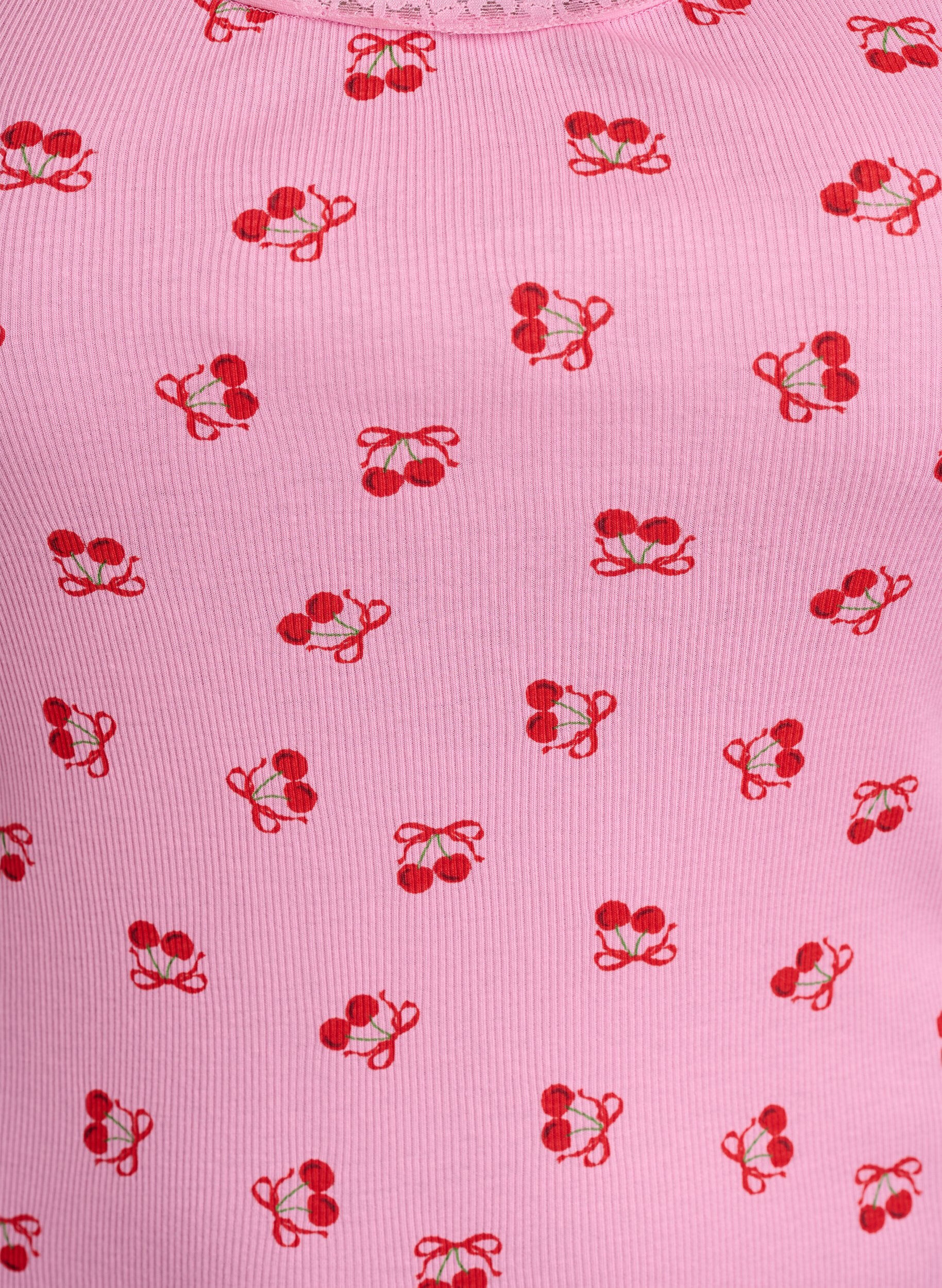 Zizzi Topp med tryck och spetskant, Rosa, Packshot image number 2