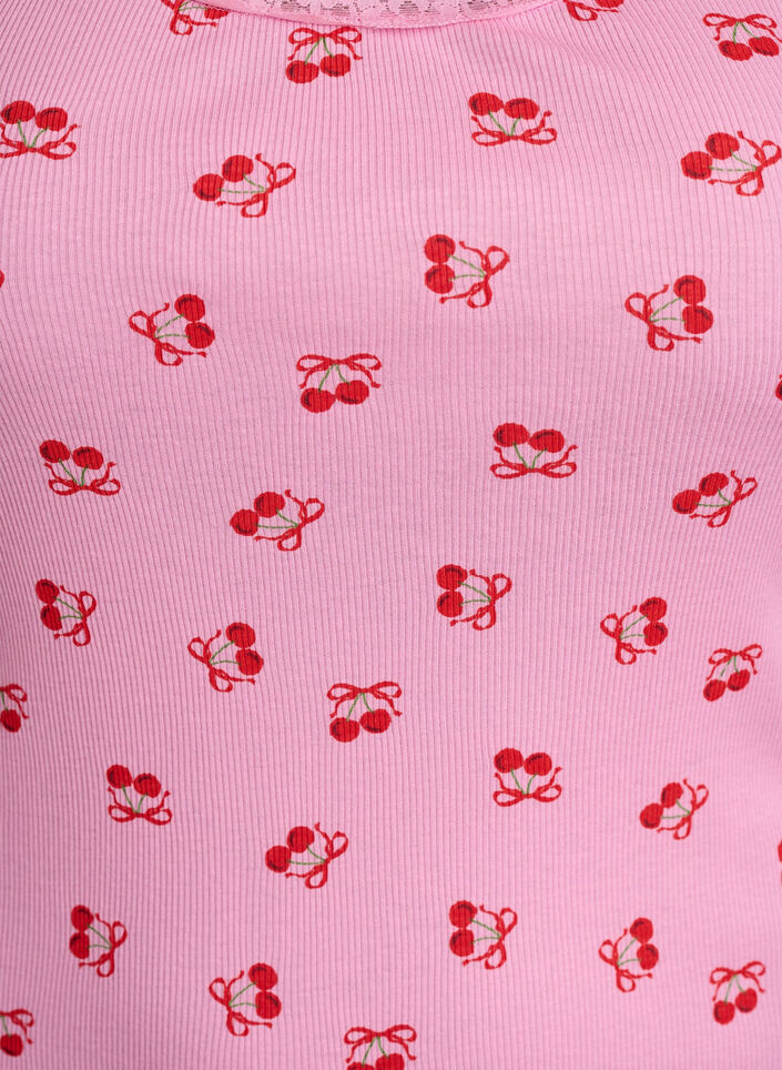 Topp med tryck och spetskant, Rosa, Packshot image number 2