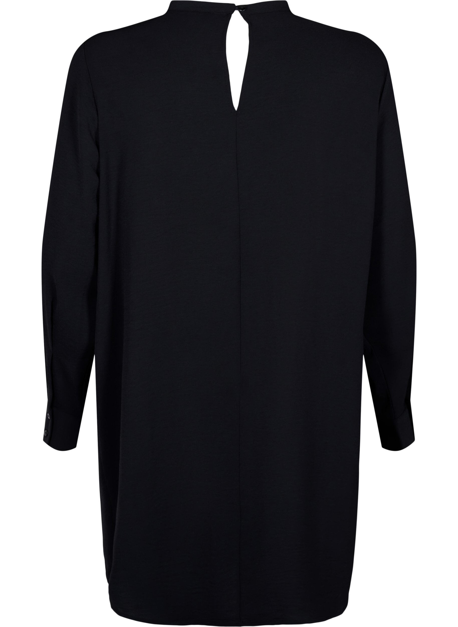 Zizzi Kort kl&auml;nning med spetsdetalj, Black, Packshot image number 1